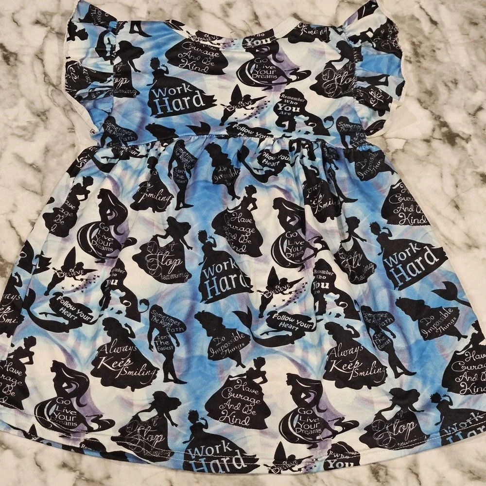 Inspirational Quote Milksilk Tunic Top‎ Girls 2T Blue Black Soft Stretch